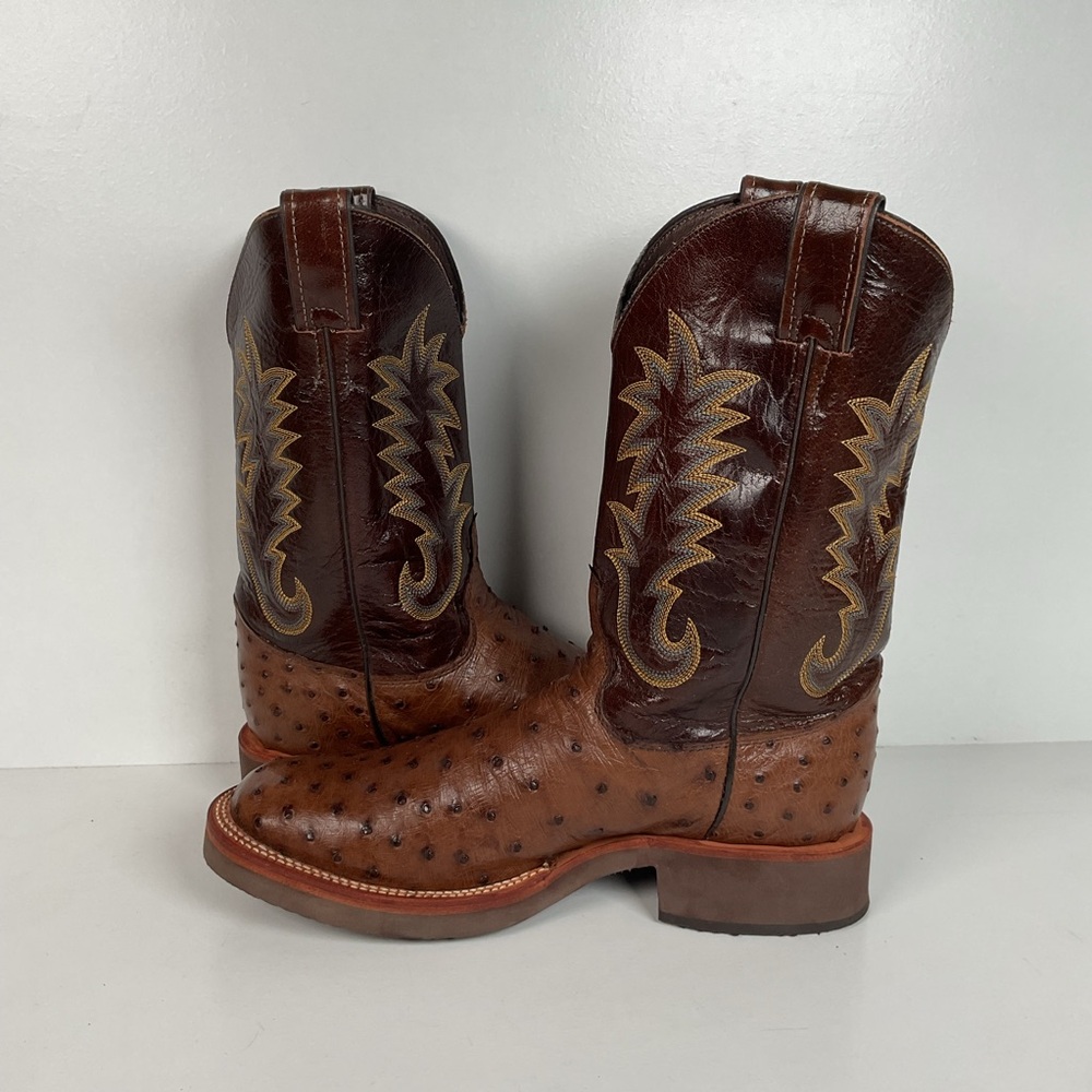 Justin Full Quill Ostrich Quill Roper Boots | Tekno Crepe | USA Made | Men’s 8 D - Picture 15 of 16